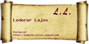 Lederer Lajos névjegykártya